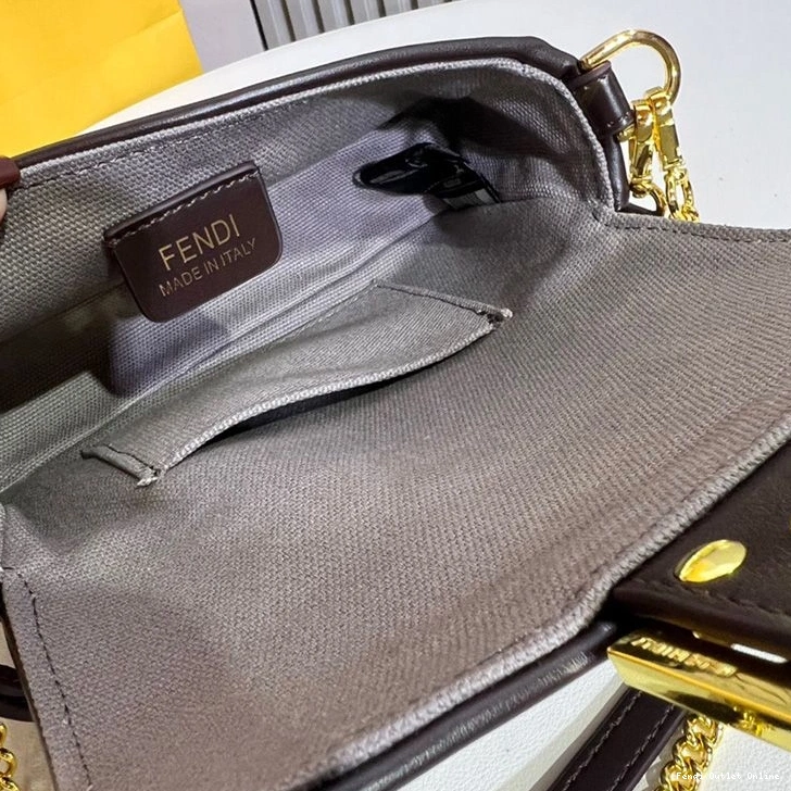 Affordable Baguette Motif Canvas Bag Mini Fendi FF Grey In Multi 0808